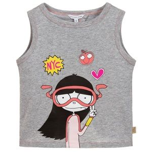 LITTLE MARC JACOBS Girls Grey Cotton Tank Top 2T